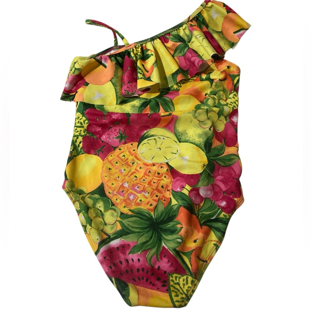 Janie and Jack Fruit Print One Piece Swimsuit with Ruffle - Picture 4 of 9
